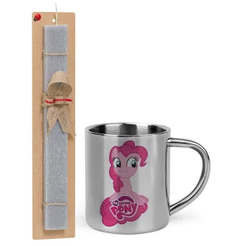 My Little Pony, Easter Set, metallic thermal cup (300ml) & Easter aromatic flat candle (30cm) (GRAY)