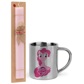 My Little Pony, Easter Set, metallic thermal cup (300ml) & aromatic flat Easter candle (30cm) (PINK)