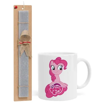 Μικρό μου Πόνυ, Πασχαλινή Λαμπάδα με Κούπα κεραμική (330ml) & κερί αρωματικό πλακέ (30cm) (ΓΚΡΙ)