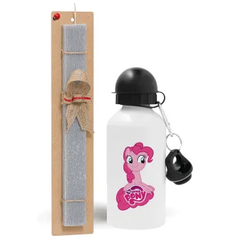 My Little Pony, Easter Set, metallic aluminum water bottle (500ml) & aromatic flat Easter candle (30cm) (GRAY)