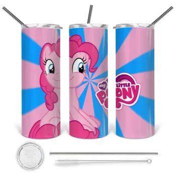 Μικρό μου Πόνυ, Tumbler ποτήρι θερμό από ανοξείδωτο ατσάλι 600ml, με μεταλλικό καλαμάκι & βούρτσα καθαρισμού