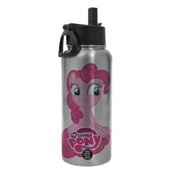 My Little Pony, Metal mug thermo Silver with Straw and Spout Lid (Stainless steel), double wall, 950ml