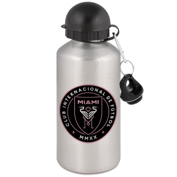 Ίντερ Μαϊάμι (Inter Miami CF), Μεταλλικό παγούρι νερού, Ασημένιο, αλουμινίου 500ml