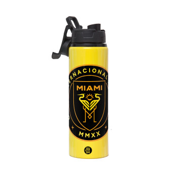Inter Miami CF, Metallic water bottle with safety lid, 850ml aluminum