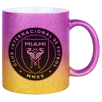 Ίντερ Μαϊάμι (Inter Miami CF), Κούπα Χρυσή/Ροζ Glitter, κεραμική, 330ml