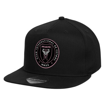 Ίντερ Μαϊάμι (Inter Miami CF), Καπέλο παιδικό Flat Snapback, Μαύρο (100% ΒΑΜΒΑΚΕΡΟ, ΠΑΙΔΙΚΟ, UNISEX, ONE SIZE)