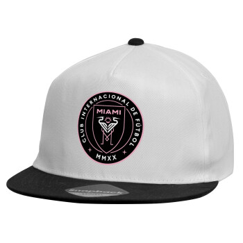 Ίντερ Μαϊάμι (Inter Miami CF), Καπέλο παιδικό Flat Snapback, Λευκό (100% ΒΑΜΒΑΚΕΡΟ, ΠΑΙΔΙΚΟ, UNISEX, ONE SIZE)
