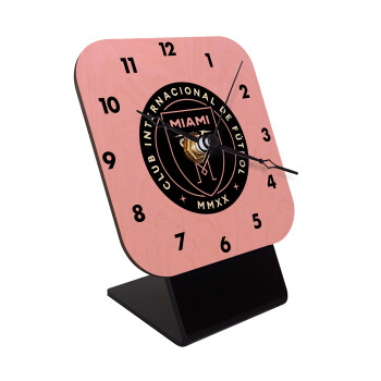 Inter Miami CF, Quartz Table clock in natural wood (10cm)