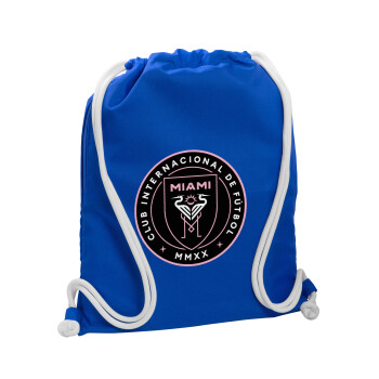 Inter Miami CF, Backpack pouch GYMBAG Blue, with pocket (40x48cm) & thick cords