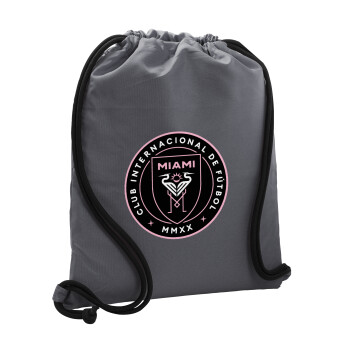 Inter Miami CF, Backpack pouch GYMBAG GREY, with pocket (40x48cm) & thick cords
