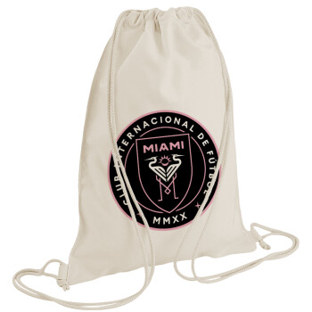 Ίντερ Μαϊάμι (Inter Miami CF), Τσάντα πλάτης πουγκί GYMBAG natural (28x40cm)