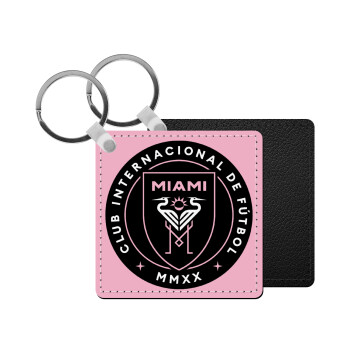 Inter Miami CF, Μπρελόκ Δερματίνη, τετράγωνο ΜΑΥΡΟ (5x5cm)