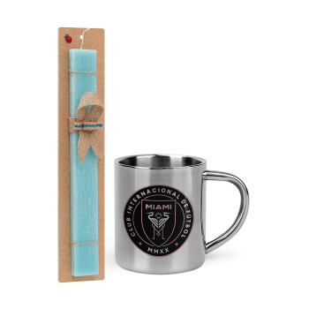 Inter Miami CF, Easter Set, metallic thermal cup (300ml) & aromatic flat Easter candle (30cm) (TURQUOISE)