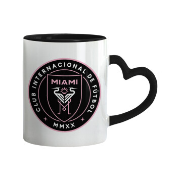 Inter Miami CF, Mug heart black handle, ceramic, 330ml