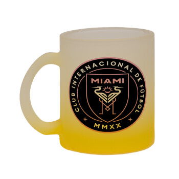 Ίντερ Μαϊάμι (Inter Miami CF), Κούπα γυάλινη δίχρωμη με βάση το κίτρινο ματ, 330ml
