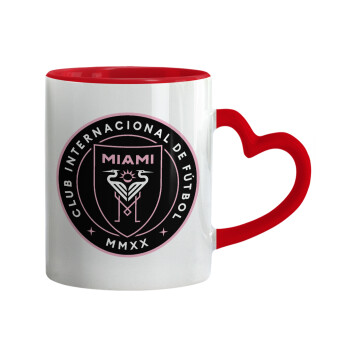 Inter Miami CF, Mug heart red handle, ceramic, 330ml
