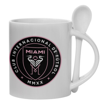 Inter Miami CF, Ceramic coffee mug with Spoon, 330ml (1pcs)
