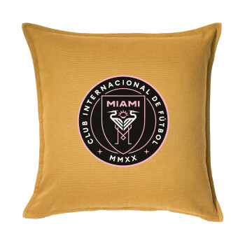 Ίντερ Μαϊάμι (Inter Miami CF), Μαξιλάρι καναπέ Κίτρινο 100% βαμβάκι, περιέχεται το γέμισμα (50x50cm)