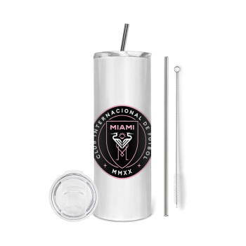 Inter Miami CF, Eco friendly stainless steel tumbler 600ml, with metal straw & cleaning brush