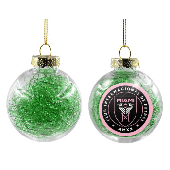 Ίντερ Μαϊάμι (Inter Miami CF), Χριστουγεννιάτικη μπάλα δένδρου διάφανη με πράσινο γέμισμα 8cm