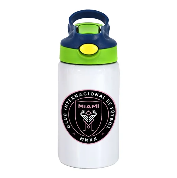 Inter Miami CF — Children's hot water bottle, stainless steel, with safety straw, green, blue (350ml)
