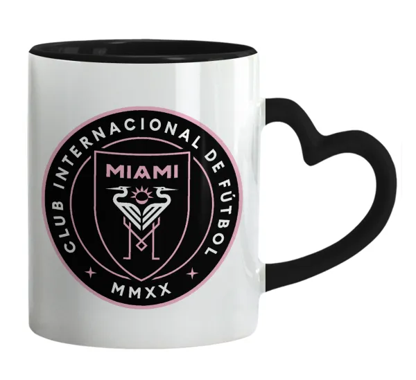 Inter Miami CF — Mug heart black handle, ceramic, 330ml
