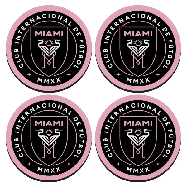 Ίντερ Μαϊάμι (Inter Miami CF) — ΣΕΤ 4 Σουβέρ ξύλινα στρογγυλά (9cm)