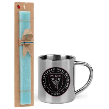 Inter Miami CF, Easter Set, metallic thermal cup (300ml) & aromatic flat Easter candle (30cm) (TURQUOISE)