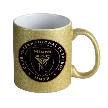 Ίντερ Μαϊάμι (Inter Miami CF), Κούπα Χρυσή Glitter που γυαλίζει, κεραμική, 330ml