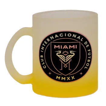 Inter Miami CF, Κούπα γυάλινη δίχρωμη με βάση το κίτρινο ματ, 330ml