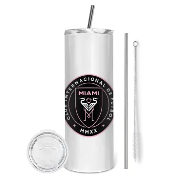 Inter Miami CF, Tumbler stainless steel 600ml, with metal straw & cleaning brush