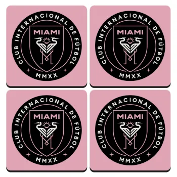 Inter Miami CF, ΣΕΤ 4 Σουβέρ ξύλινα τετράγωνα (9cm)