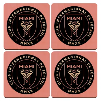 Ίντερ Μαϊάμι (Inter Miami CF), ΣΕΤ x4 Σουβέρ ξύλινα τετράγωνα plywood (9cm)