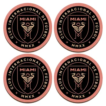 Inter Miami CF, ΣΕΤ x4 Σουβέρ ξύλινα στρογγυλά plywood (9cm)