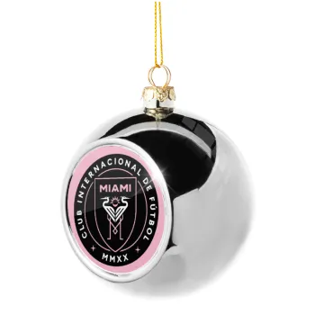Inter Miami CF, Silver 8cm Christmas tree ball ornament