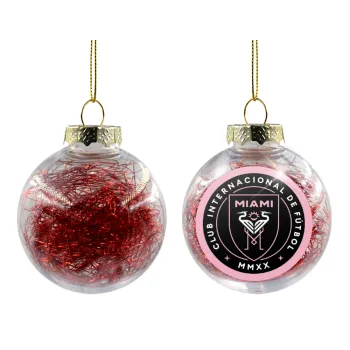 Inter Miami CF, Transparent Christmas tree ball ornament with red filling 8cm