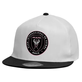 Ίντερ Μαϊάμι (Inter Miami CF), Καπέλο παιδικό Flat Snapback, Λευκό (100% ΒΑΜΒΑΚΕΡΟ, ΠΑΙΔΙΚΟ, UNISEX, ONE SIZE)