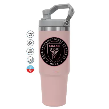 Inter Miami CF, Pink color, 890ml (30oz) stainless Steel Tumbler with Handle