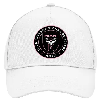 Ίντερ Μαϊάμι (Inter Miami CF), Καπέλο Ενηλίκων Baseball, Drill, Λευκό (100% ΒΑΜΒΑΚΕΡΟ, ΕΝΗΛΙΚΩΝ, UNISEX, ONE SIZE)
