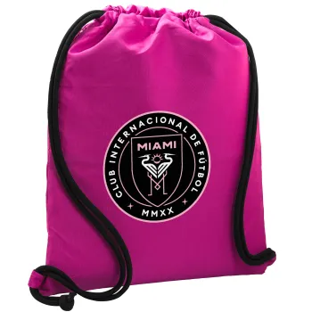 Inter Miami CF, Backpack pouch GYMBAG Fuchsia, with pocket (40x48cm) & thick cords