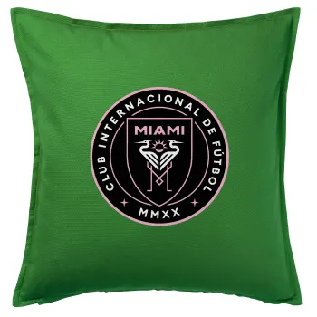 Ίντερ Μαϊάμι (Inter Miami CF), Μαξιλάρι καναπέ Πράσινο 100% βαμβάκι, περιέχεται το γέμισμα (50x50cm)
