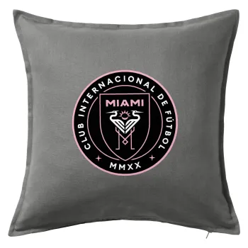 Ίντερ Μαϊάμι (Inter Miami CF), Μαξιλάρι καναπέ Γκρι 100% βαμβάκι, περιέχεται το γέμισμα (50x50cm)