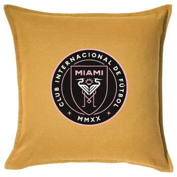 Ίντερ Μαϊάμι (Inter Miami CF), Μαξιλάρι καναπέ Κίτρινο 100% βαμβάκι, περιέχεται το γέμισμα (50x50cm)