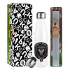 Easter candle, metallic white thermos bottle (500ml) & aromatic flat candle (30cm) (GRAY)