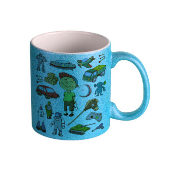 Toys Boy, Κούπα Σιέλ Glitter που γυαλίζει, κεραμική, 330ml