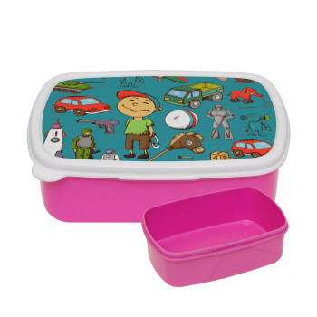 Toys Boy, ΡΟΖ παιδικό δοχείο φαγητού (lunchbox) πλαστικό (BPA-FREE) Lunch Βox M18 x Π13 x Υ6cm