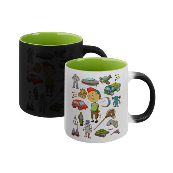 Toys Boy, Κούπα Μαγική εσωτερικό πράσινο, κεραμική 330ml που αλλάζει χρώμα με το ζεστό ρόφημα