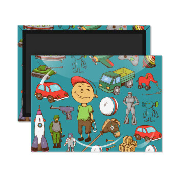 Toys Boy, Ορθογώνιο μαγνητάκι ψυγείου διάστασης 9x6cm