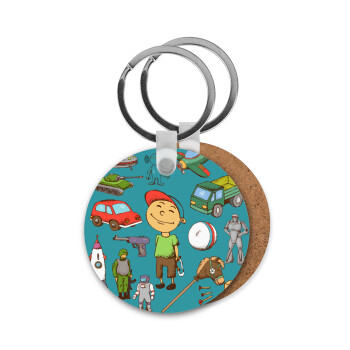 Toys Boy, Μπρελόκ Ξύλινο στρογγυλό MDF Φ5cm