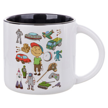 Toys Boy, Κούπα κεραμική 400ml Λευκή/Μαύρη